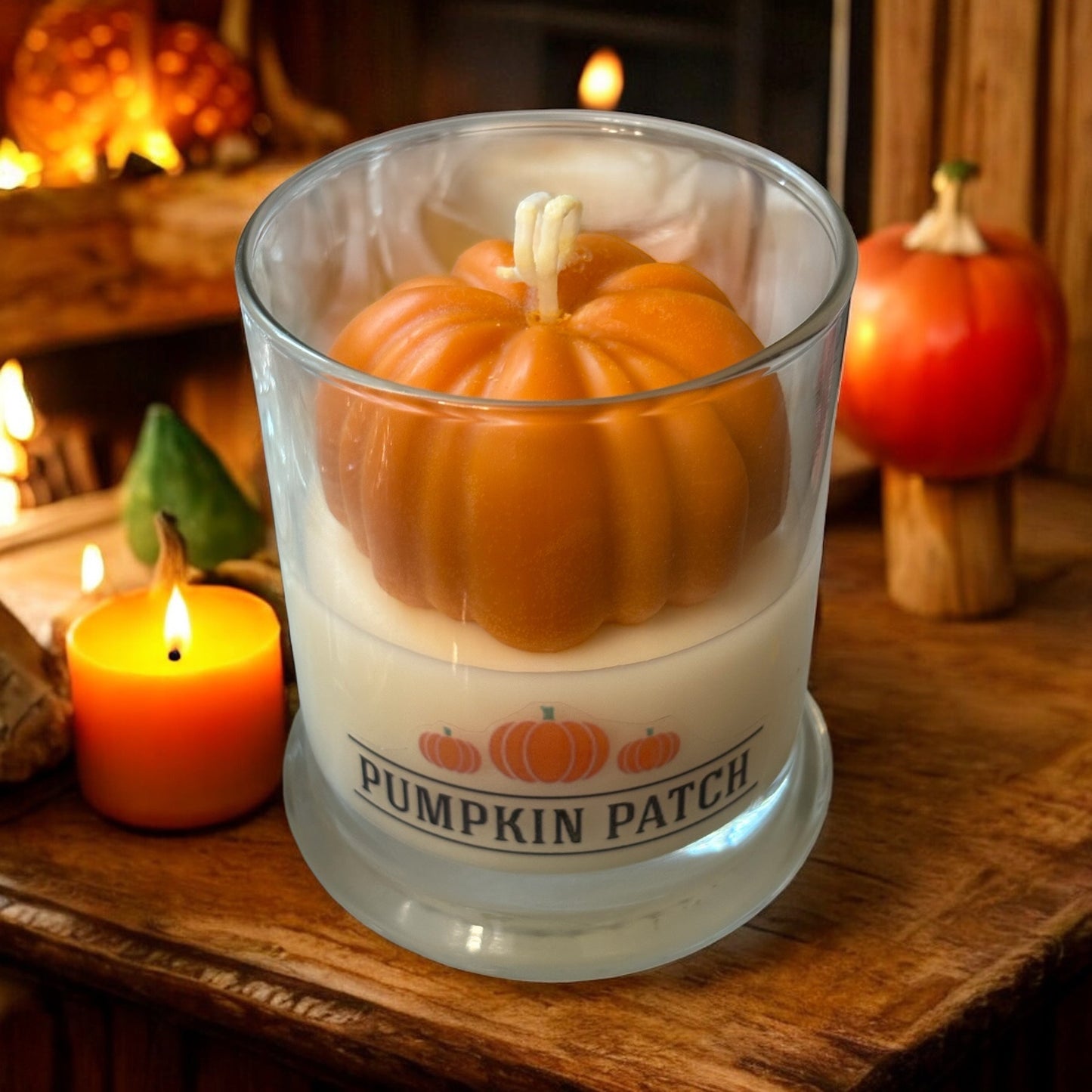 Pumpkin Soy Wax Candle with Pumpkin Wax Embed