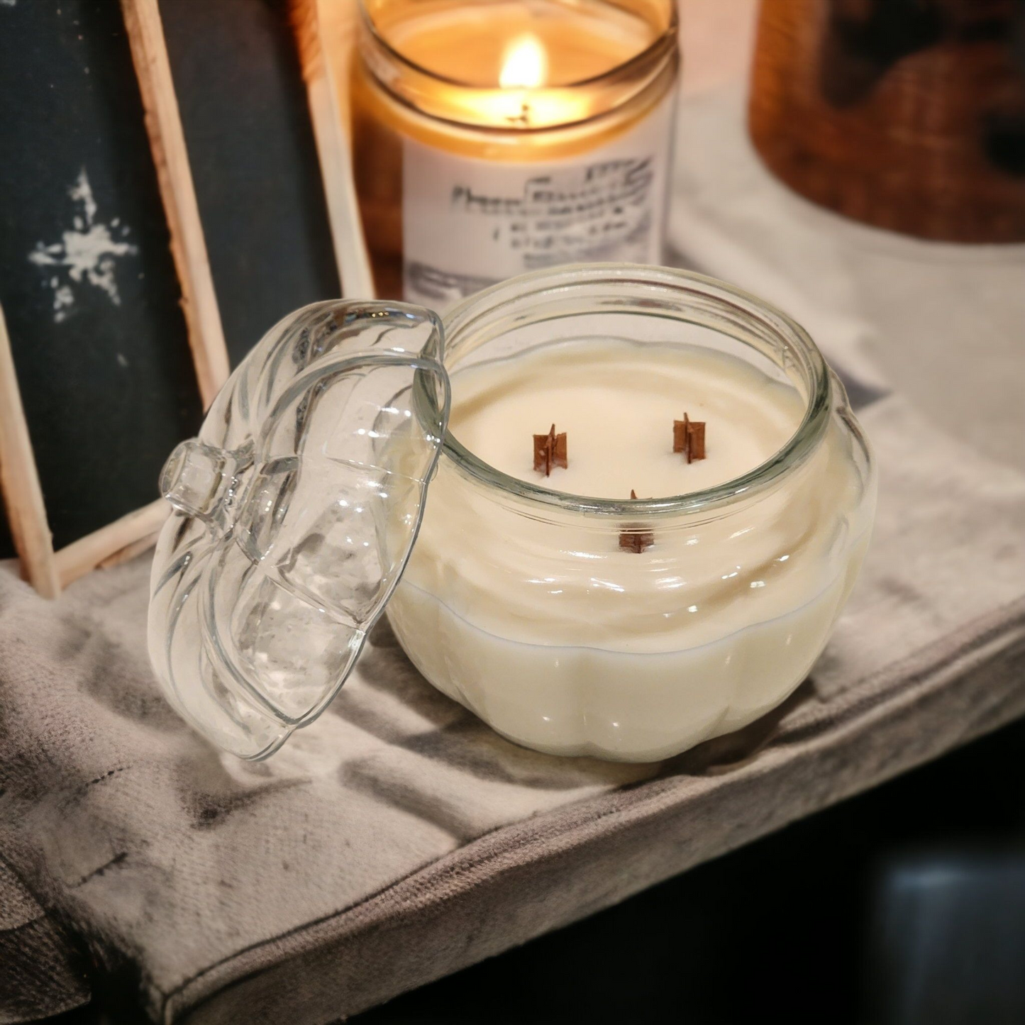 Glass Pumpkin Soy Wax Candle