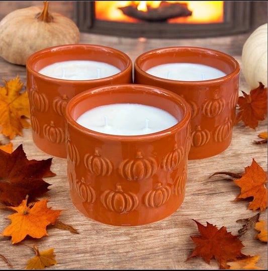 Elegant Pumpkin Ceramic Jar Candle