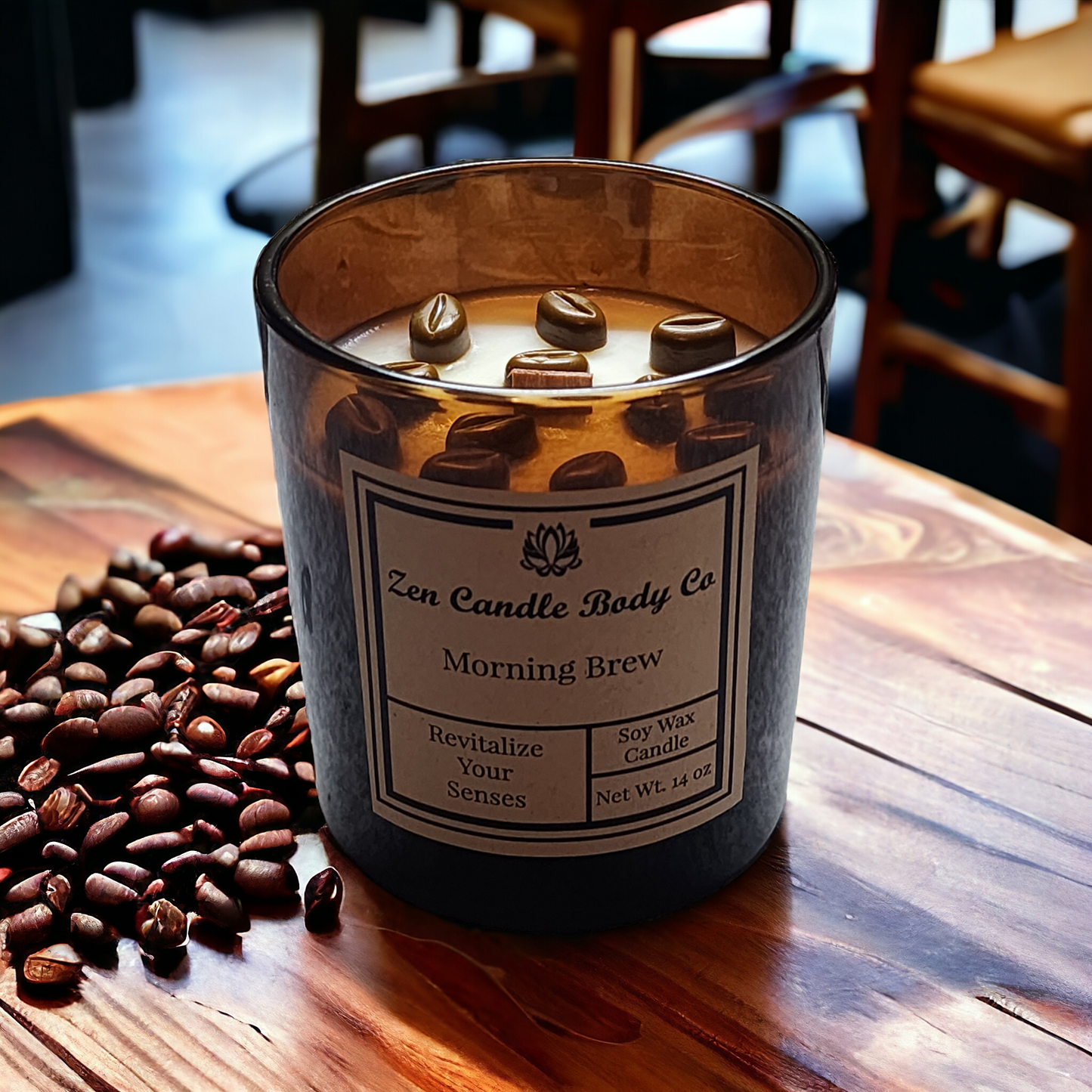 Coffee House Soy Wax Candle with Coffee Bean Topping