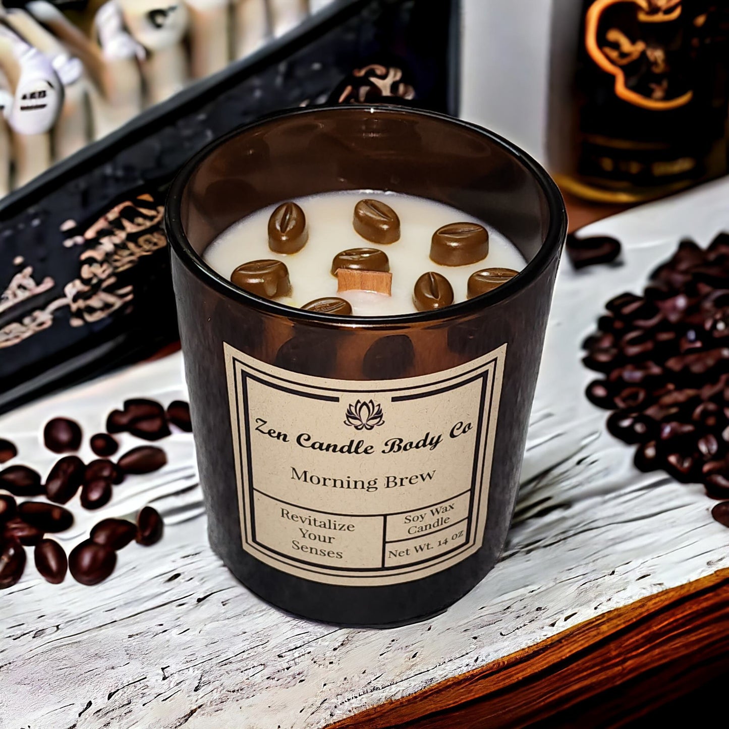 Coffee House Soy Wax Candle with Coffee Bean Topping