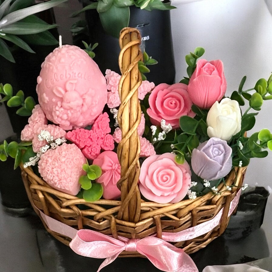 Bouquet Soy Wax Candles/Wax Melts In Gift Basket