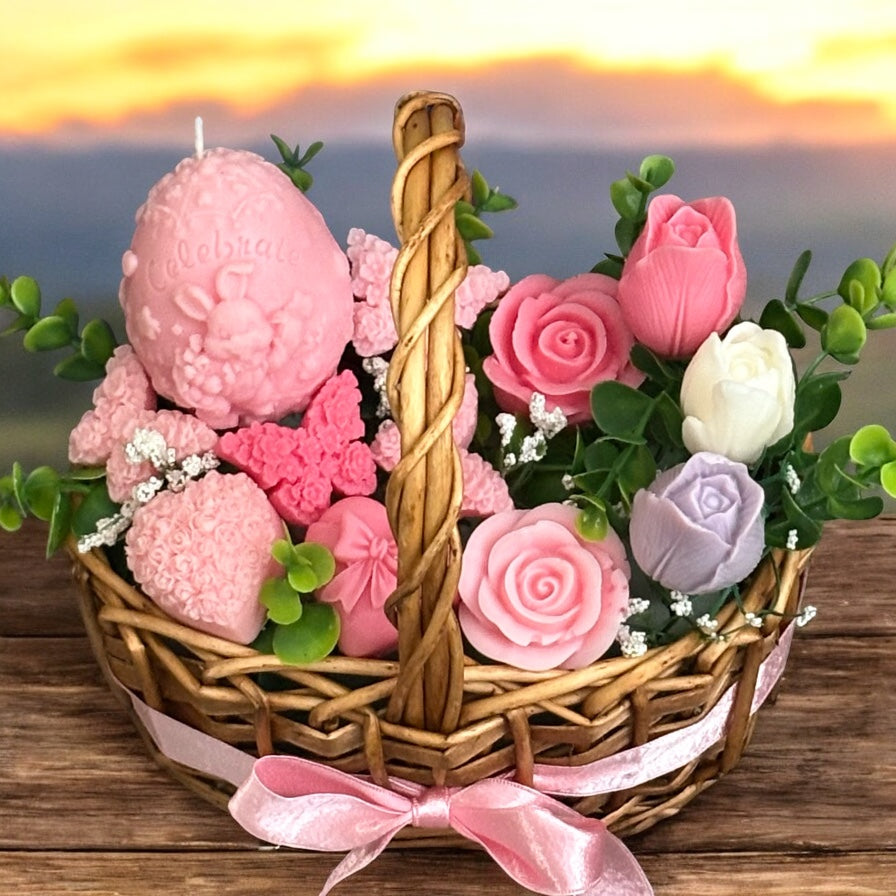 Bouquet Soy Wax Candles/Wax Melts In Gift Basket