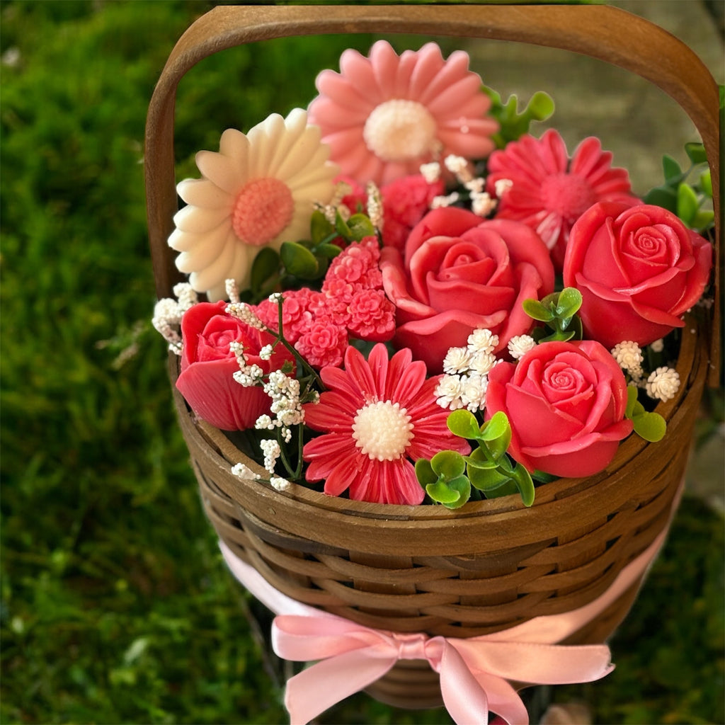 Bouquet Soy Wax Candles/Wax Melts In Gift Basket