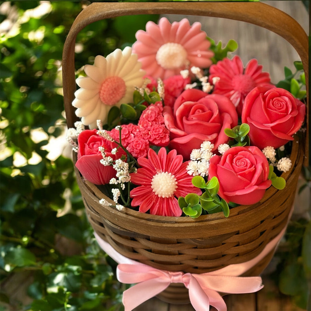 Bouquet Soy Wax Candles/Wax Melts In Gift Basket