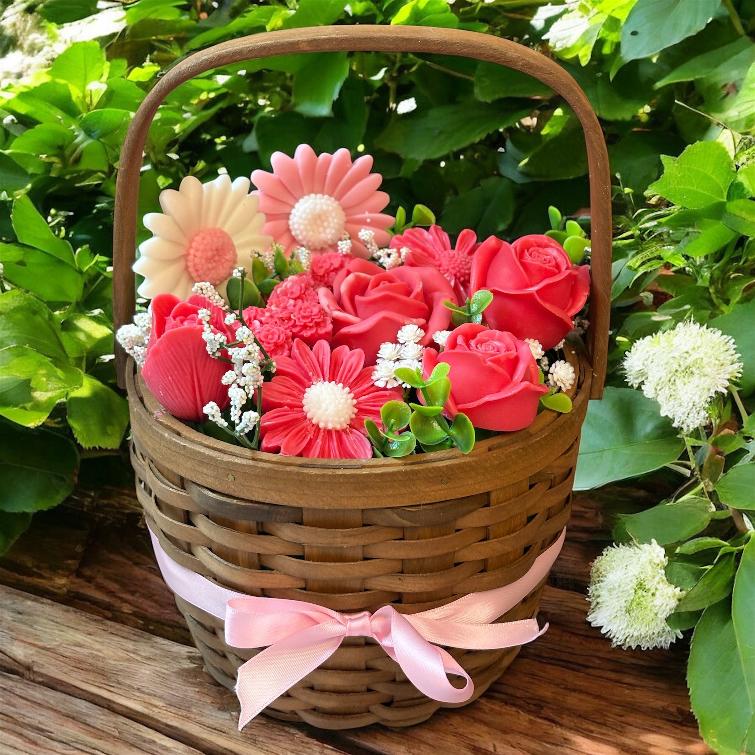 Bouquet Soy Wax Candles/Wax Melts In Gift Basket