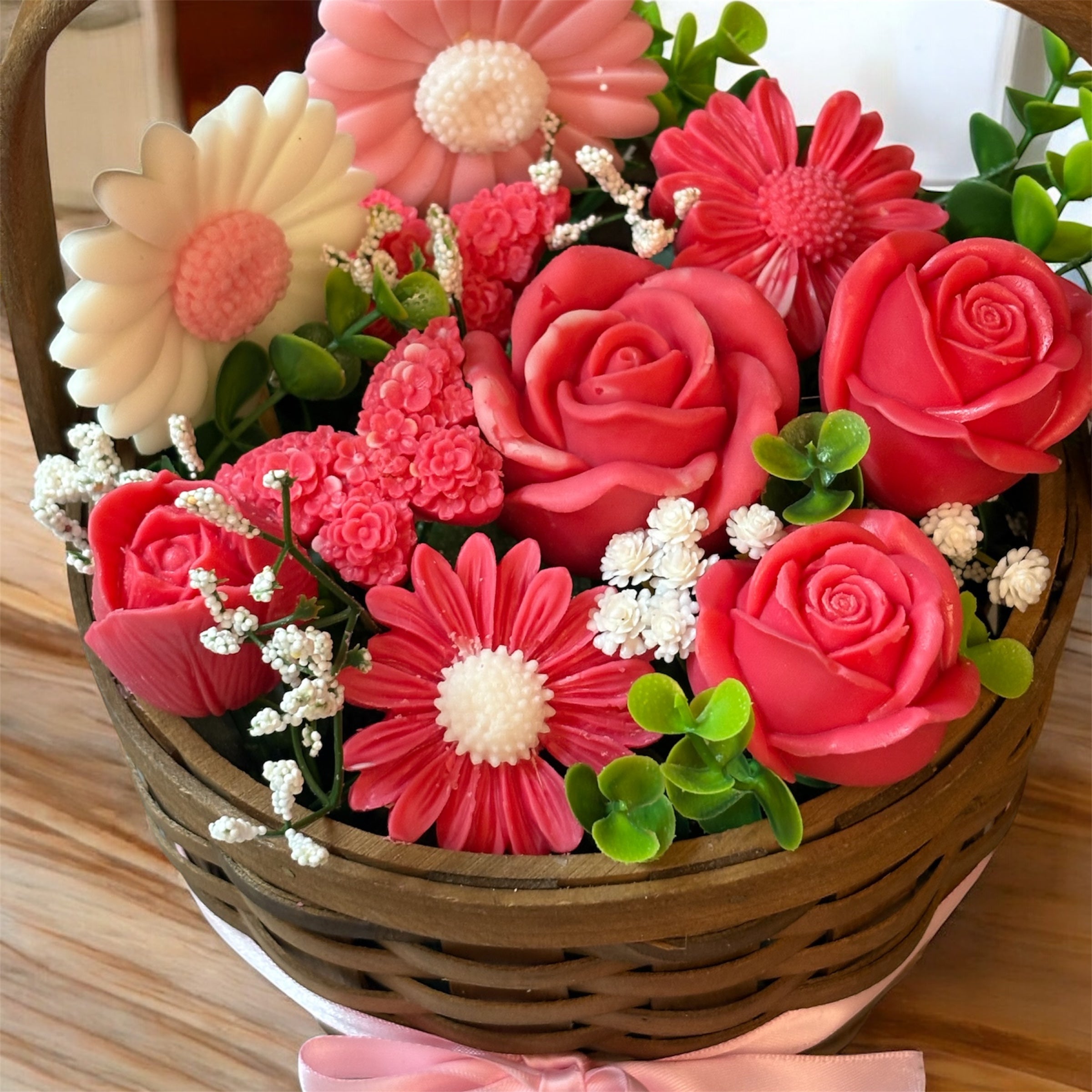 Bouquet Soy Wax Candles/Wax Melts In Gift Basket