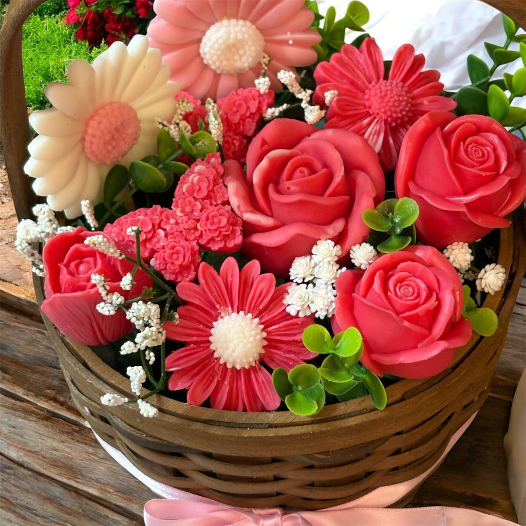 Bouquet Soy Wax Candles/Wax Melts In Gift Basket