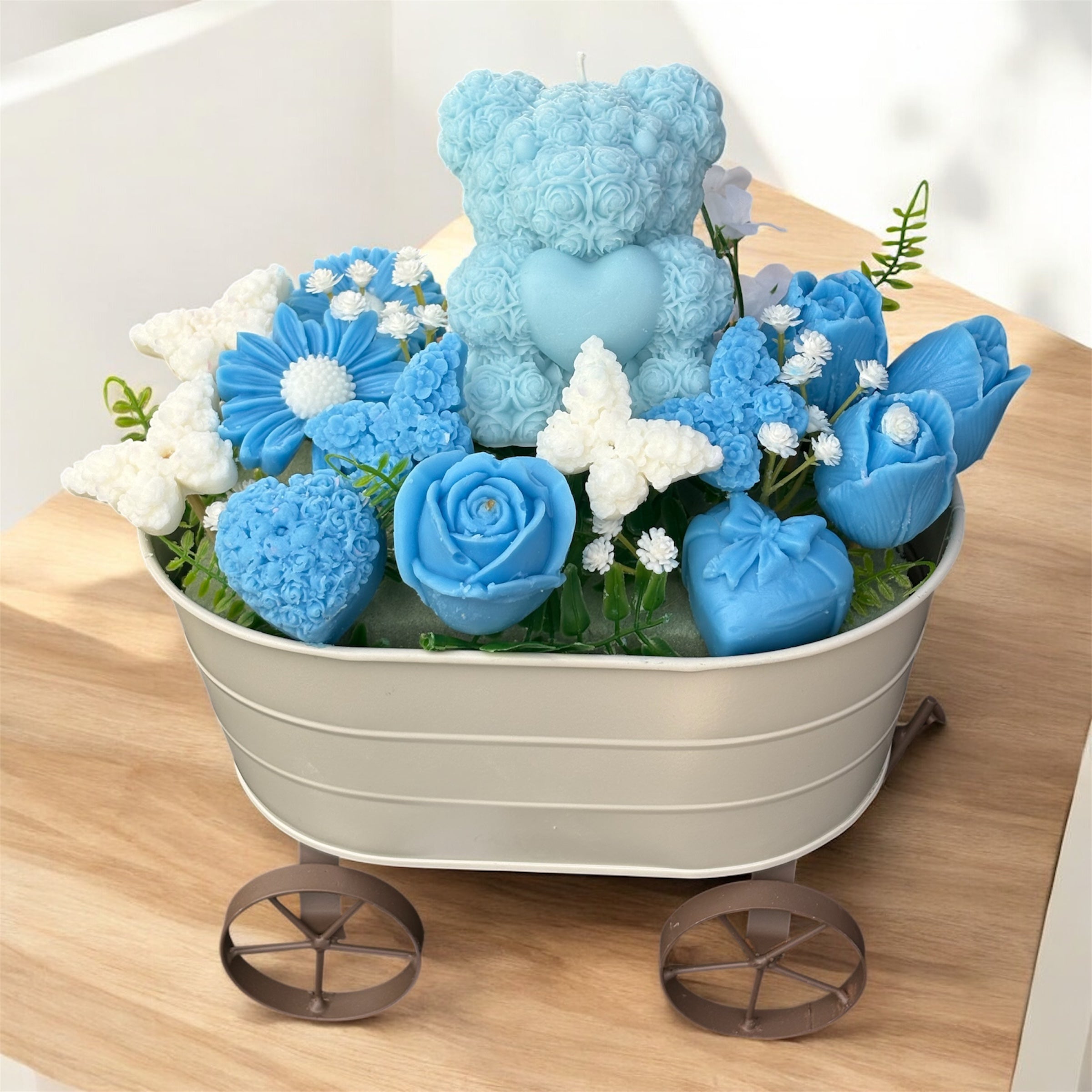 Bouquet Soy Wax Candles/Wax Melts In wagon Basket