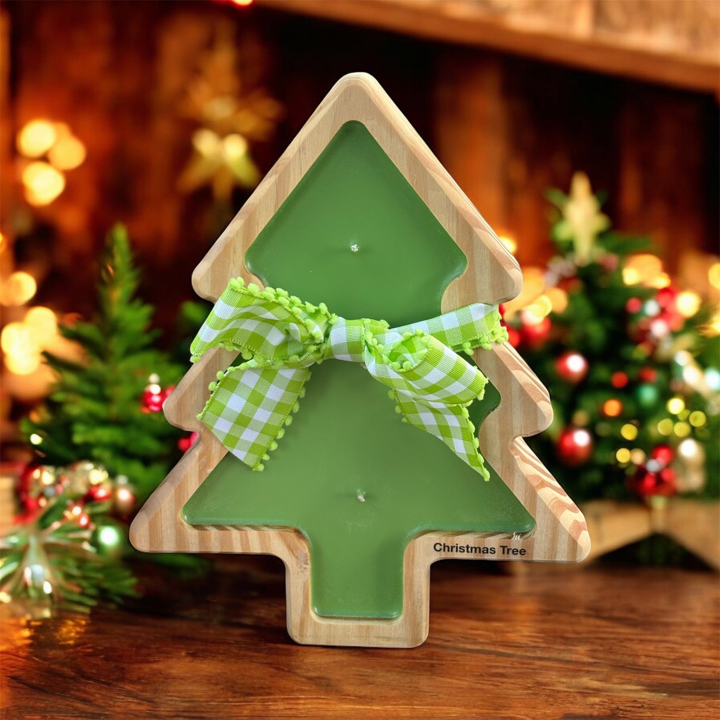 Wooden Christmas Tree Candle
