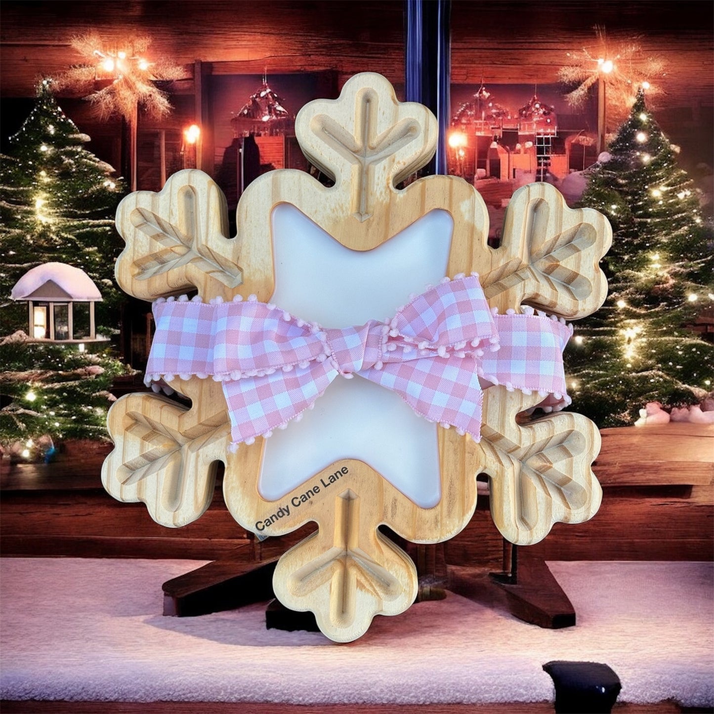 Boho Snowflake Wooden Bowl Soy Candle