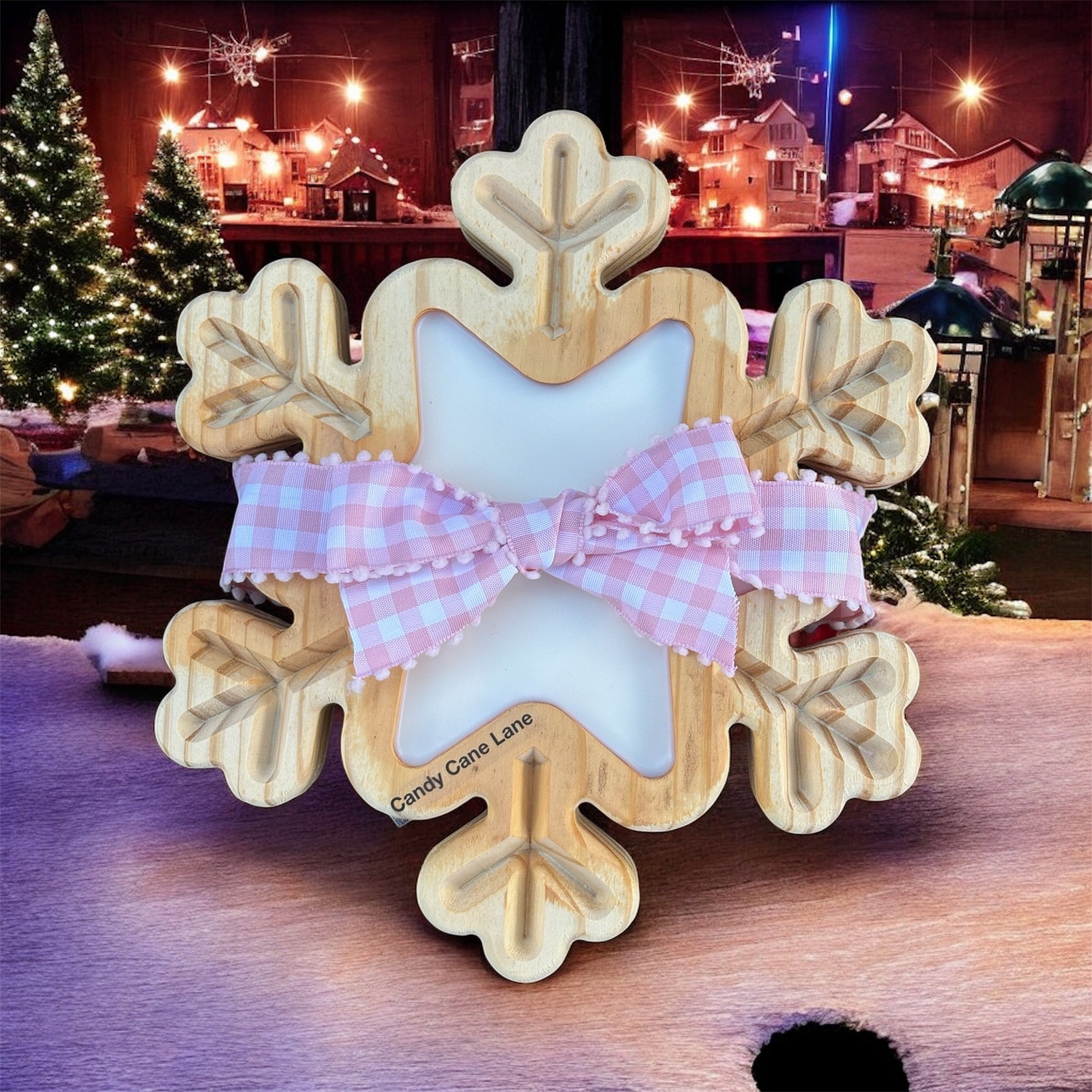 Boho Snowflake Wooden Bowl Soy Candle