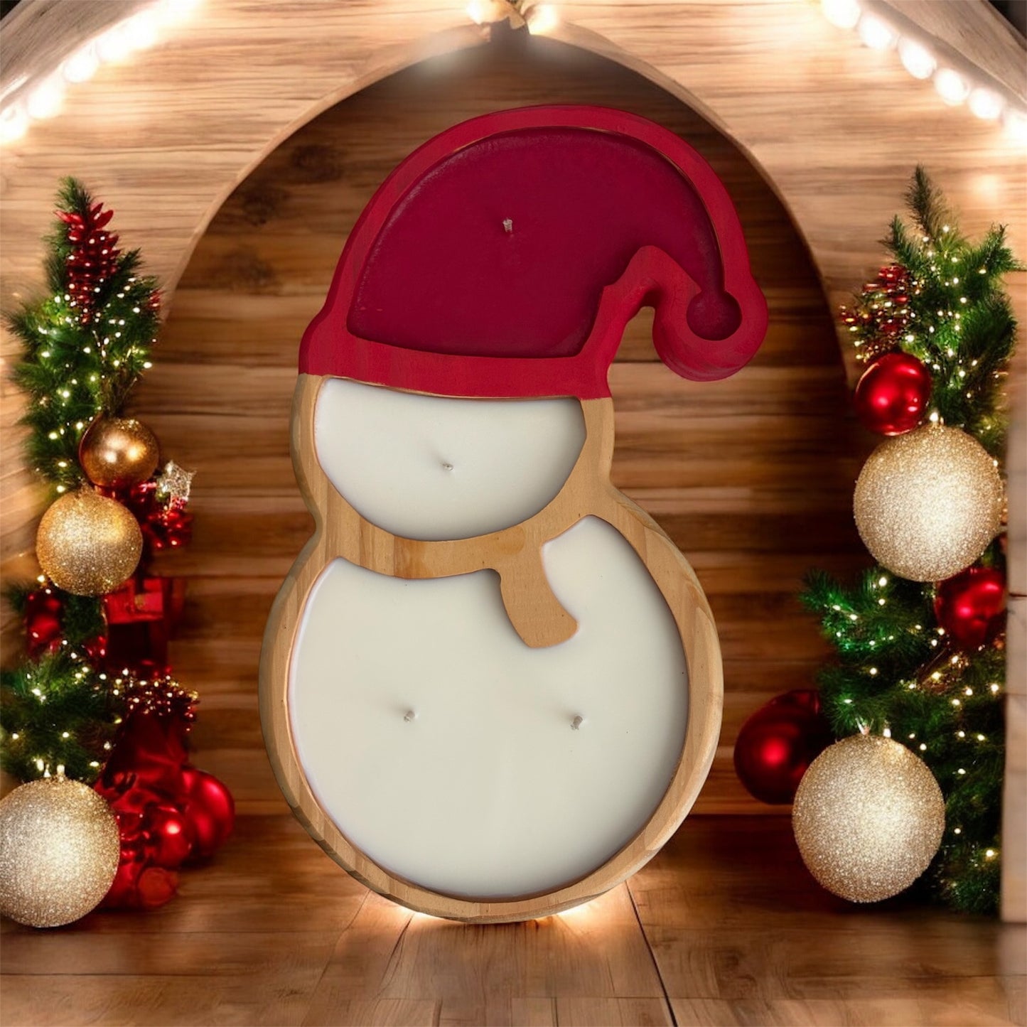 Wooden Snowman Soy Wax Candle