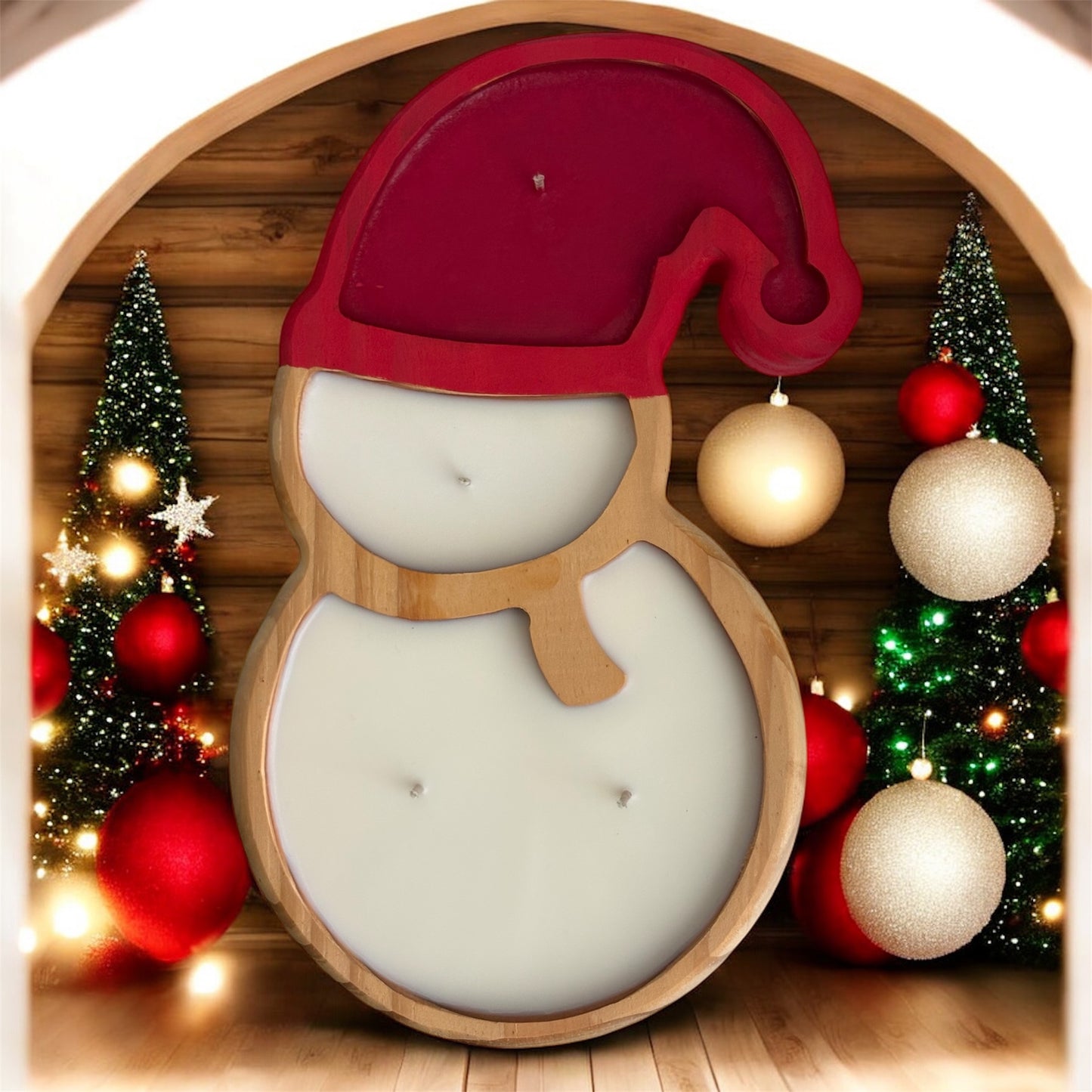 Wooden Snowman Soy Wax Candle