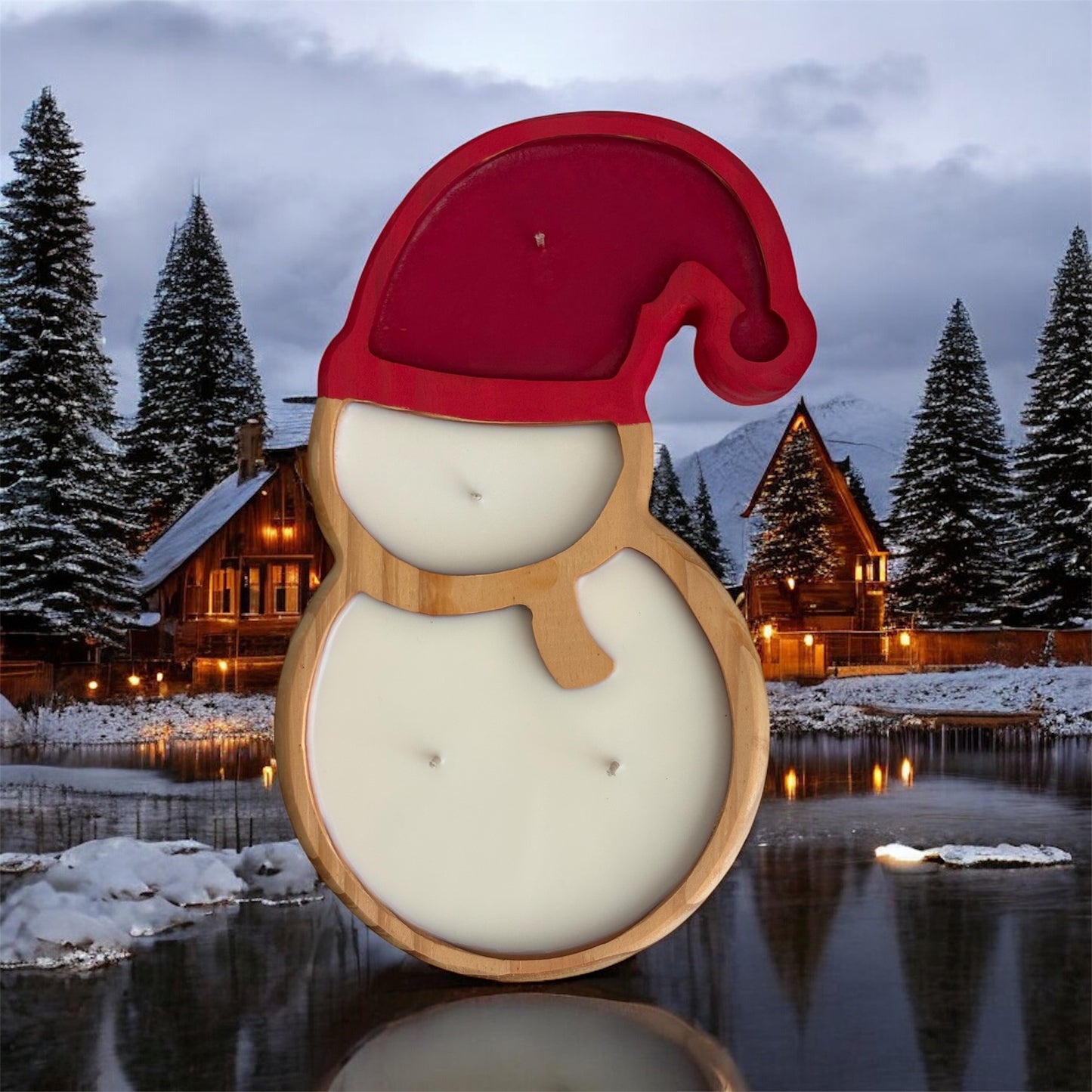 Wooden Snowman Soy Wax Candle