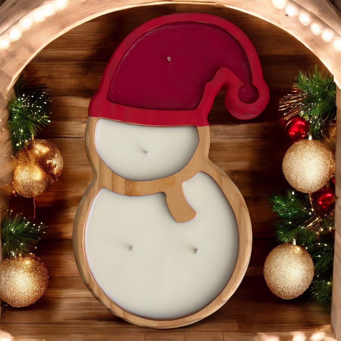 Wooden Snowman Soy Wax Candle