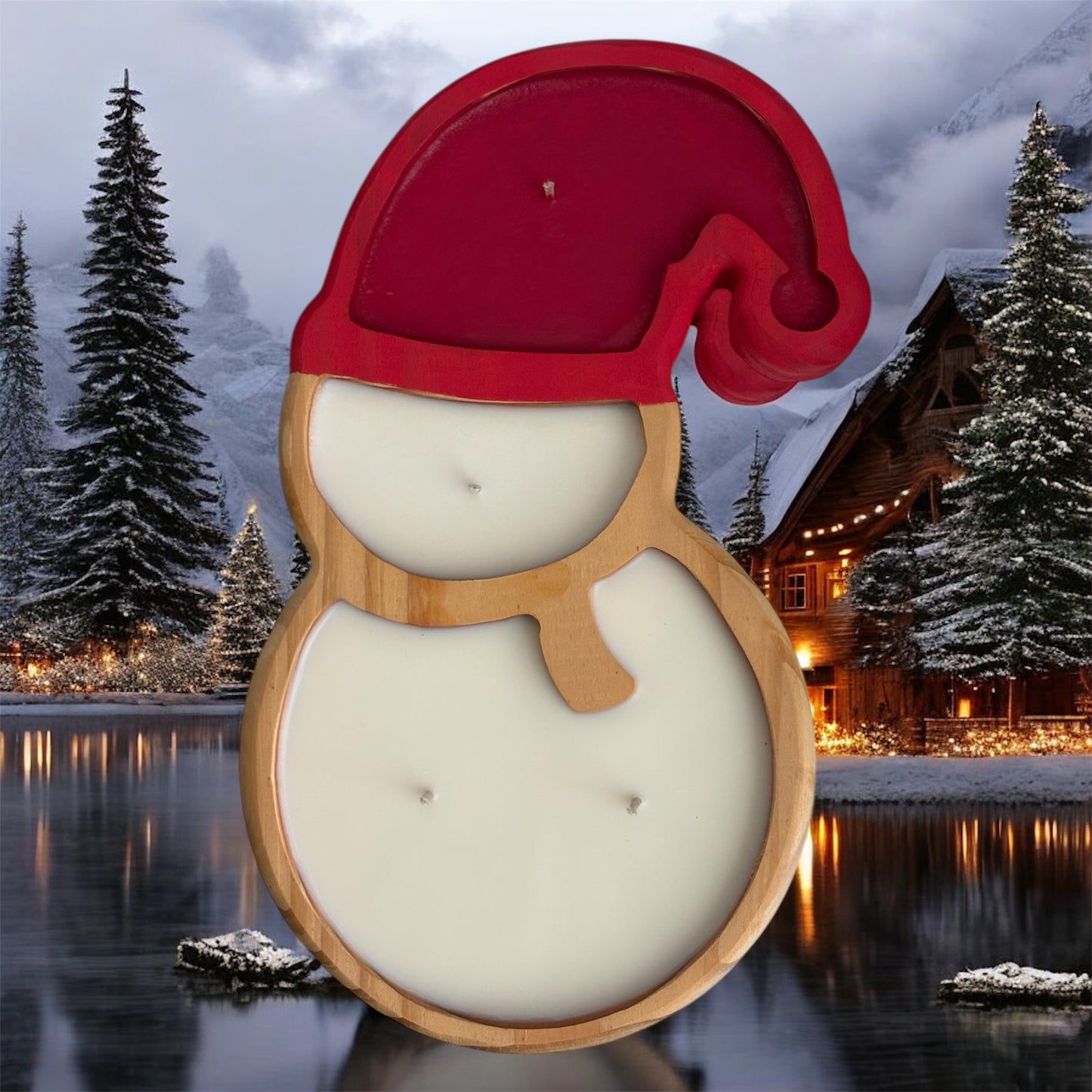 Wooden Snowman Soy Wax Candle